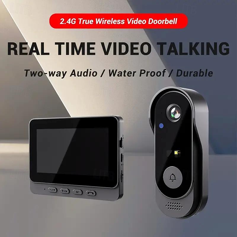 Visual Doorbell IR Night Vision Door Bell Wireless Waterproof HD 4.3inch IPS Screen Doorbell Camera 2.4G For Home Apartment
