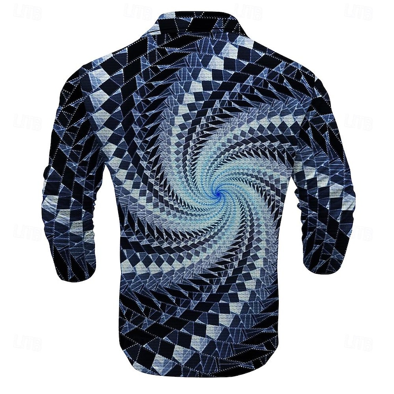 Men's Polo Shirts Golf Shirt Long Sleeve Polo Shirts Collared Shirts Vacation Wear Rave Wear Party Outfits 3D Print Buttons Fall & Winter Yellow Blue Purple2