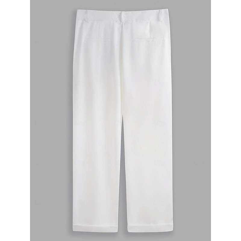 Men's Trousers Dress Pants Slacks Pleated Pants Suit Pants Zipper Pocket Buttons Plain Comfort Soft Wedding Outdoor Daily Fashion Casual Black White3