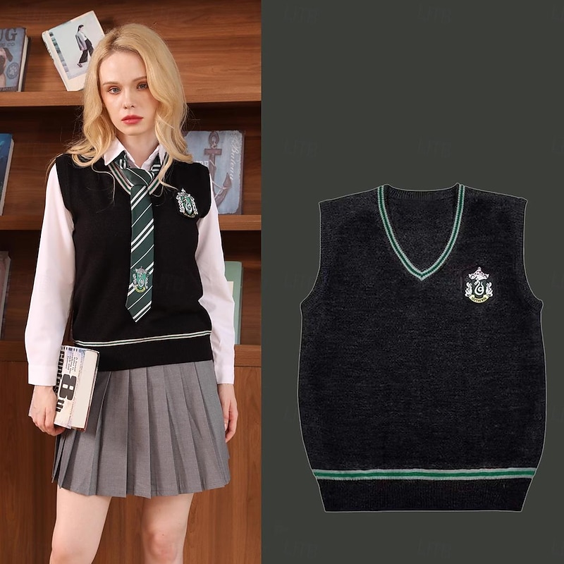 Couples Magic Harry Gryffin d'or Slytherin Sweater Knit Vest Men's Women's Boys Movie Cosplay Costume Party Masquerade Dailywear4
