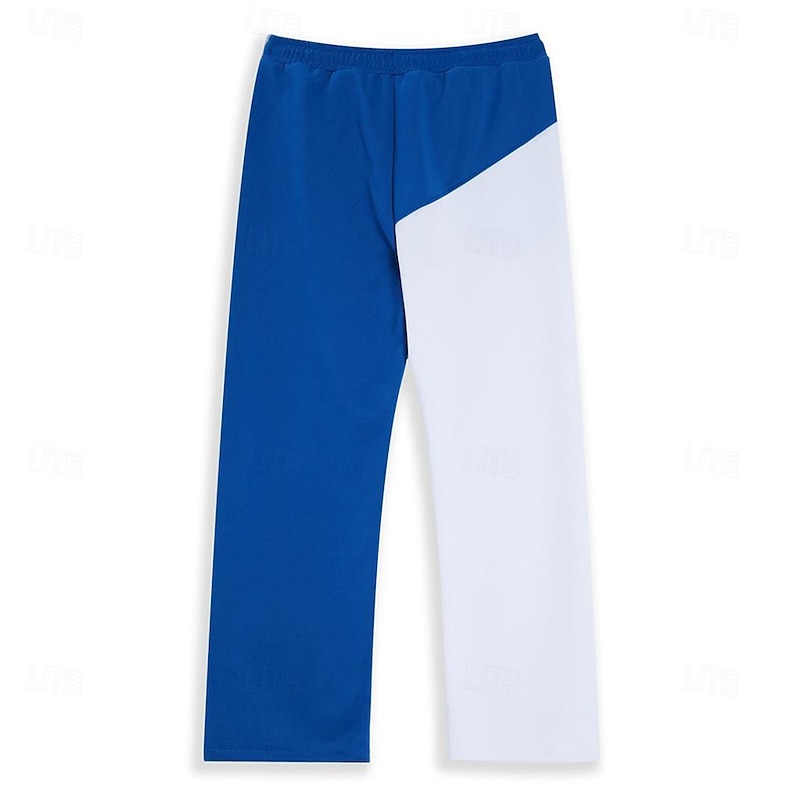 Men's Sweatpants Joggers Trousers Straight Leg Sweatpants Pleated Pants Drawstring Patchwork Elastic Waist Color Block Comfort Breathable Full Length Casual Daily Holiday Sports Fashion Black Blue3
