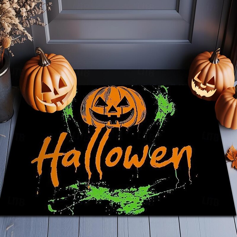 Halloween Decorations Pumpkin Doormat Kitchen Mat Floor Mat Non-Slip Area Rug Oil Proof Rug Indoor Outdoor Mat Bedroom Decor Bathroom Mat Entrance Rug