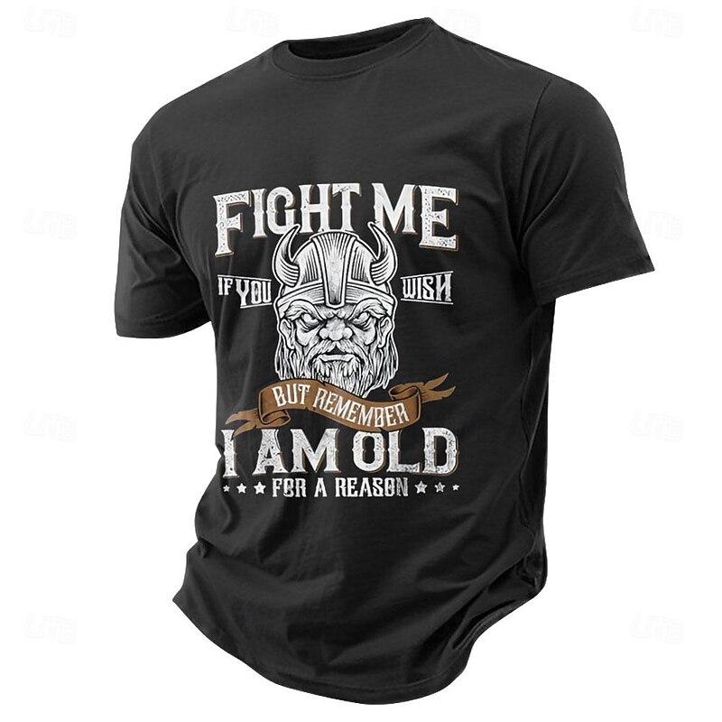 Men's Old Man Letter Print T shirt Tee Top Short Sleeve T shirt Crew Neck Shirt Sports Classic Casual Street Sports Outdoor Black Army Green Dark Blue Summer Spring Clothing Apparel S M L XL XXL