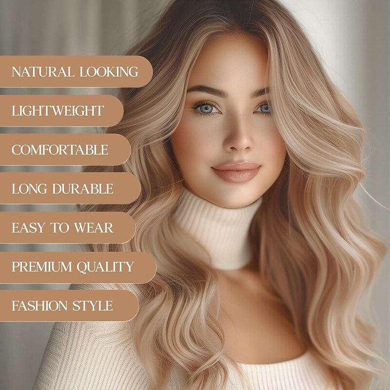 Long Wigs for Women  Middle Part Wavy Wig - Natural Looking Synthetic Heat Resistant Fiber Wig For Event Party Cosplay Daily 26IN(Ombre Blonde) Halloween Wigs2