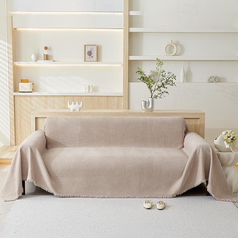 Sofa Blanket Solid Color Jacquard Polyester Slipcovers3