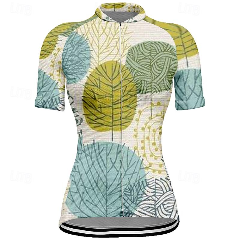 Women's Cycling Jersey Leaf Short Sleeve Bike Tee Tshirt Top with 3 Rear Pockets Mountain Bike MTB Road Bike Cycling Quick Dry Front Zipper Wicking Sports Khaki Clothing Apparel3