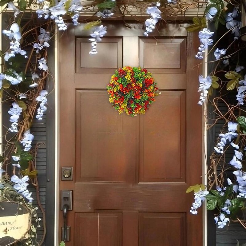 Fall Eucalyptus Farmhouse Wreath,Artificial Door Wreath, Front Door Decoration, Autumn Decoration Wreath, Autumn Decoration, Wall Wreath, Artificial Plants2