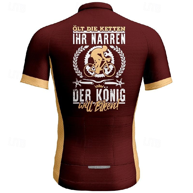Men's Cycling Jersey Letter & Number Short Sleeve Bike Tee Tshirt Jersey with 3 Rear Pockets Mountain Bike MTB Quick Dry Anatomic Design Wicking Breathable Sports Burgundy Clothing Apparel2