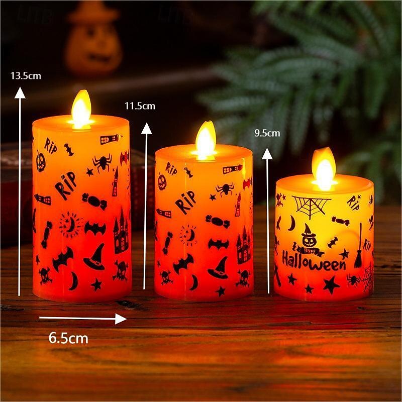 1pc Halloween Flameless Candles Light Spooky Pumpkin Spider Decals Light, Waterproof LED Candles for Indoor and Outdoor, Battery Operated for Fall, Halloween, Home Decor2