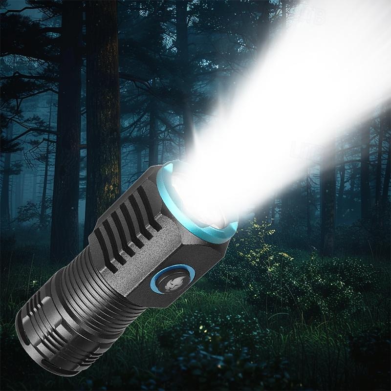 2000LM Three-eyed Monster Thumb Flashlight 20W Super Power Mini Flash with 1500mAh Rechargeable Battery USB Type-C P50 Emergency Light
