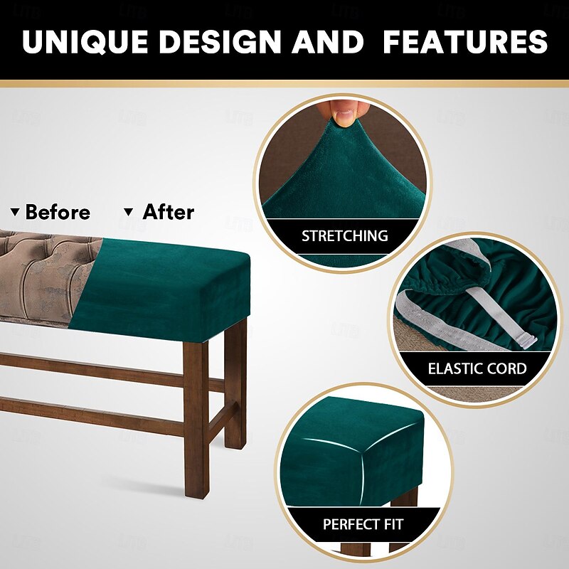 Velvet Elastic All-Inclusive Ultra Soft Bench Cover - Home Fabric Bench Cover - Stretchable and Durable - Perfect for Adding Comfort and Style to Your Bench - Easy to Install and Clean2