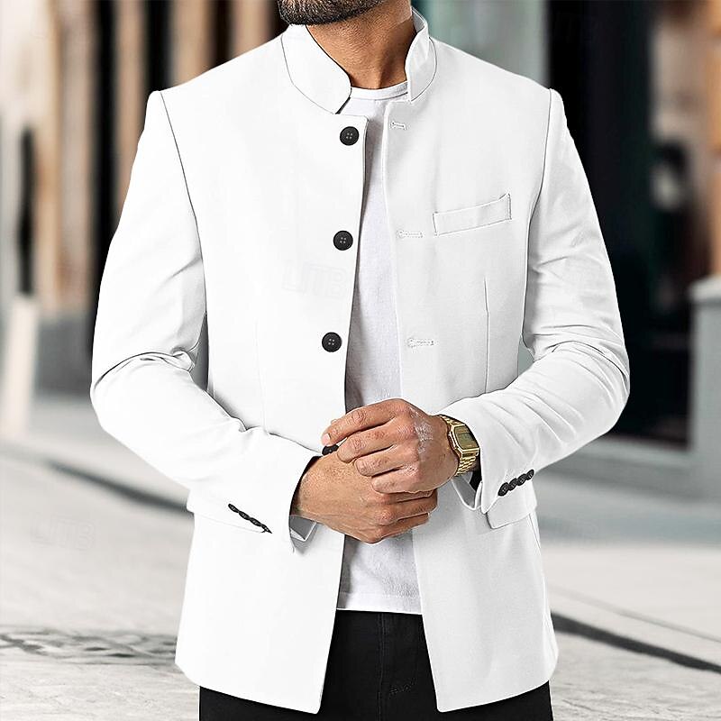 Unisex Lightweight Jacket Casual Jacket Chore Jacket Casual Daily Durable Pocket Spring &  Fall Solid / Plain Color Athleisure Standing Collar Regular Black White Wine Dark Blue Jacket