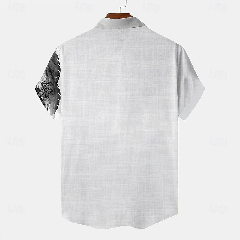 Men's Wolf Shirt Button Up Shirt Short Sleeve Vintage Casual Vacation Daily Hawaiian Summer Spring Turndown Collared Shirts Button Up 3D Print Blue Brown Gray4