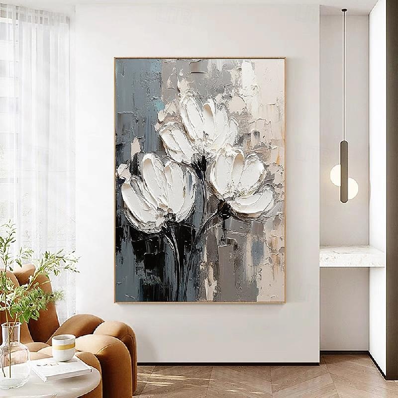 Flower oil painting handmade  palette knife white Paintings on canvas art wall art Pictures for  Home Decor hand painted quadro cuadros abstractos painting2