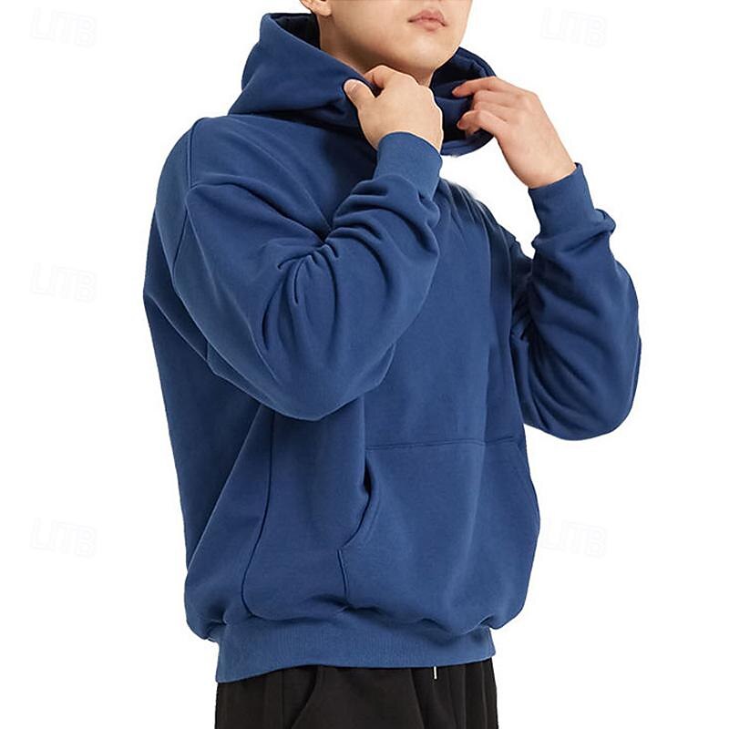 Men's Hoodie Apricot Black Royal Blue Light Grey Hooded Plain Front Pocket Sports & Outdoor Daily Holiday Streetwear Basic Casual Spring &  Fall Clothing Apparel Hoodies Sweatshirts2