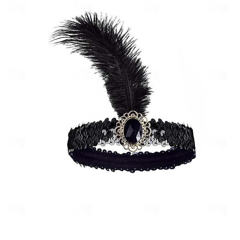 1920s The Great Gatsby Outfits Flapper Headband The Great Gatsby Wedding Guest Collarless Fancy Dress Women's Halloween Carnival Masquerade Party Masquerade Wedding Reception Adults' 1 Fan 1 Bracelet3
