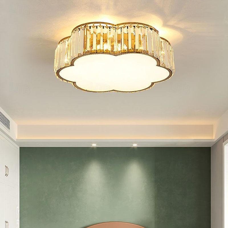 LED Ceiling Lights Crystal Ceiling Light 3-Color Light Source 30/40/50cm 3-Light Flower Flush Mount Dimmable Modern Nordic Style Crystal Metal E27 for Bedroom Living Room Hallway 85-265V - Main Image