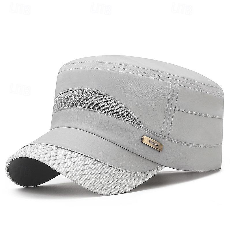 Men's Flat Cap Sun Hat Trucker Hat Navy Blue Blue Polyester Fashion Casual Street Daily Plain Adjustable Sunscreen Breathable2