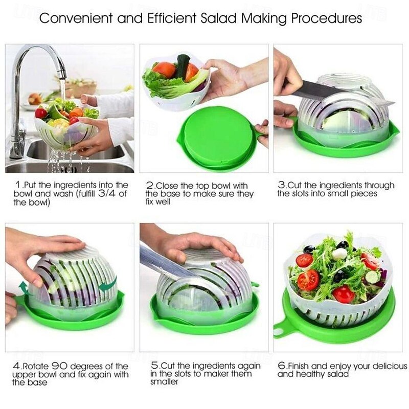 Fruit & Vegetable Cutter Easy Salad and Fruit Cutter Bowl - Eco-Friendly, Dishwasher Safe, Perfect Kitchen Helper for Quick Meal Prep2