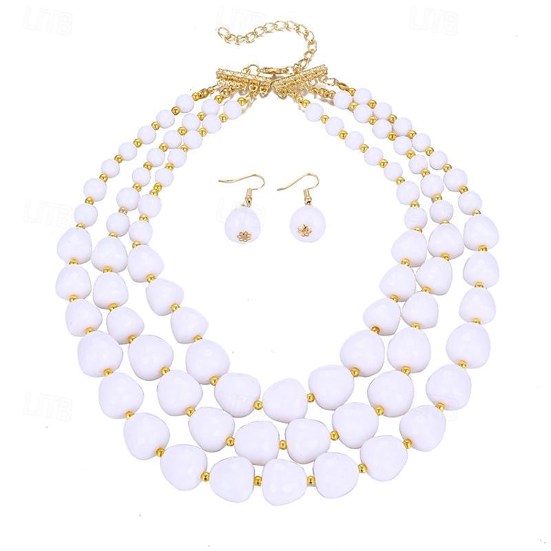 Acrylic Beads Choker Chain Necklace for Women, Statement Trendy Chunky Cuban Link Chain Necklace Boho Fashion Costume Jewelry Set Gifts Light weight Handmade