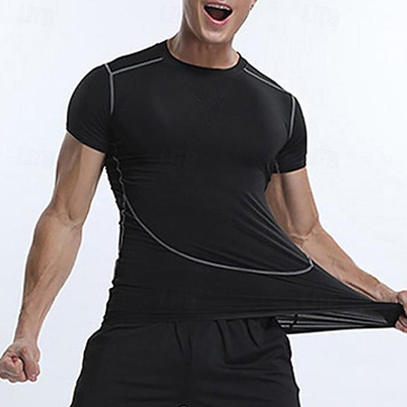 Men's Compression Shirt Athletic Shirt Gym Shirt Fitness Shirt Short Sleeve Tee Tshirt Casual Athleisure Color Block Quick Dry Soft Breathable Gym Workout Walking Jogging Sportswear Activewear 1# 22