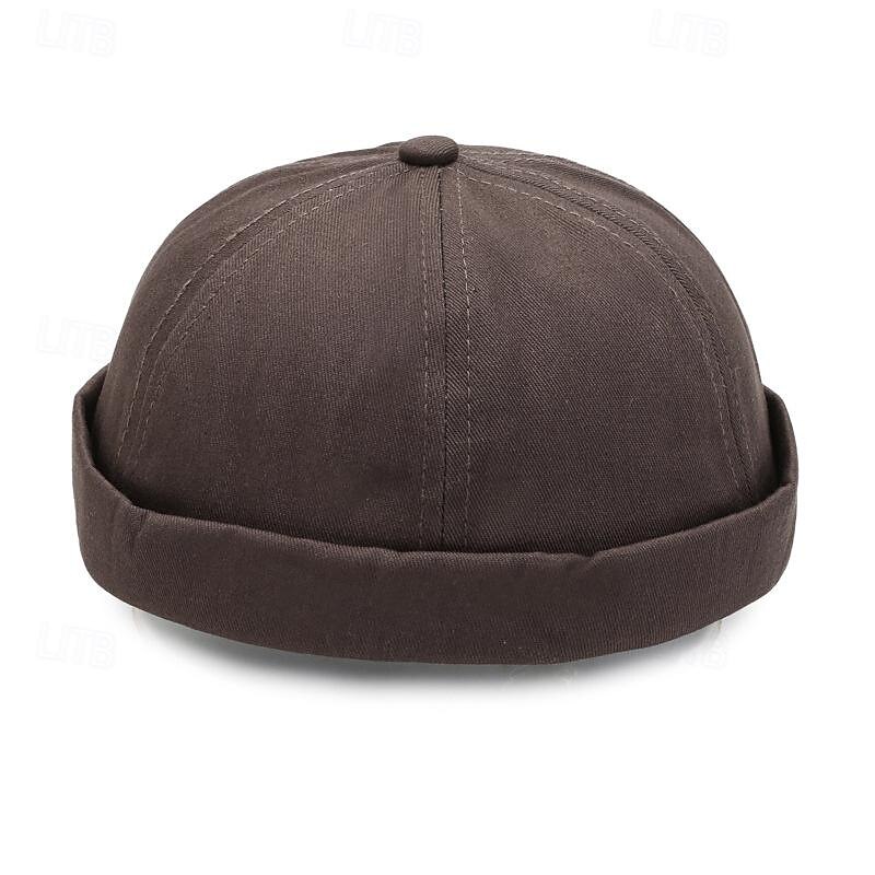 Men's Melon Cap Hat Black Yellow Cotton Fashion Casual Street Daily Plain Adjustable Breathable3