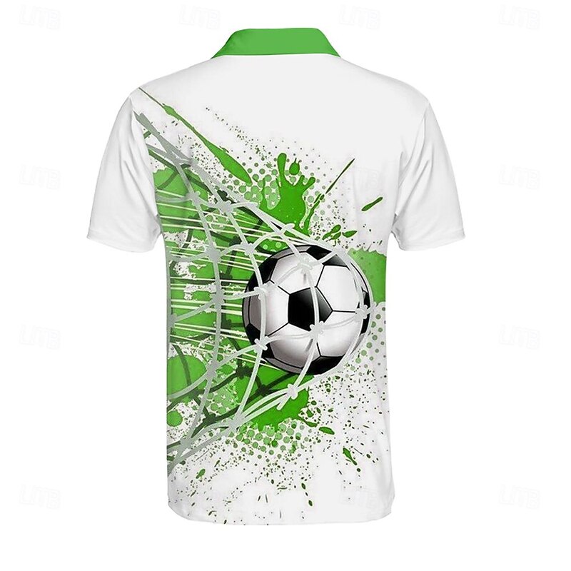 Men's Sports Polo Shirts Golf Shirt Short Sleeve Polo Shirts Collared Shirts Sportswear Vacation Wear Buttons 3D Print Spring & Summer Blue Green4