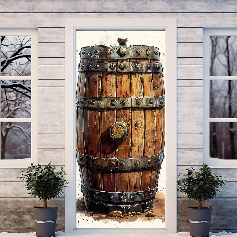 Oktoberfest Beer Barrel Door Covers Door Tapestry Door Curtain Decoration Backdrop Door Banner for Front Door Farmhouse Holiday Party Decor Supplies3