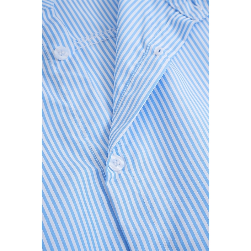 Men's Shirt Summer Shirt Beach Wear Button Up Shirt Casual Shirt Striped Shirt Pink Green Dark Gray Light Blue Long Sleeve Plain Band Collar Daily Vacation Splice Clothing Apparel Fashion Casual3