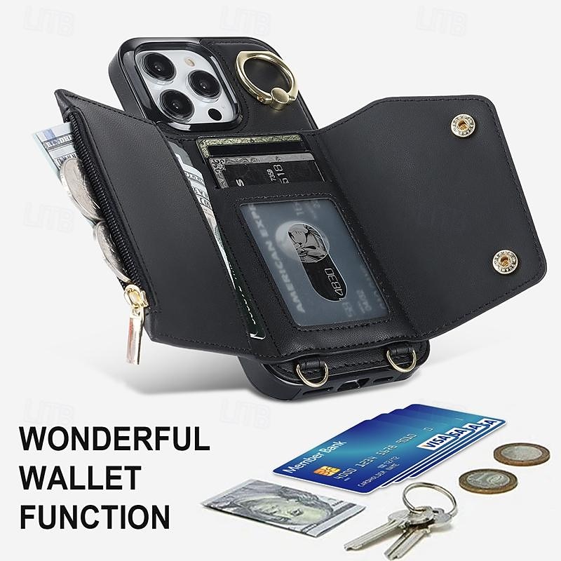 Phone Case For iPhone 17 Pro Max 17 Air 16 15 14 Pro Max Plus 13 12 11 Pro Max Mini Wallet Case with Stand Holder Ring Holder Zipper Retro TPU Metal PU Leather4