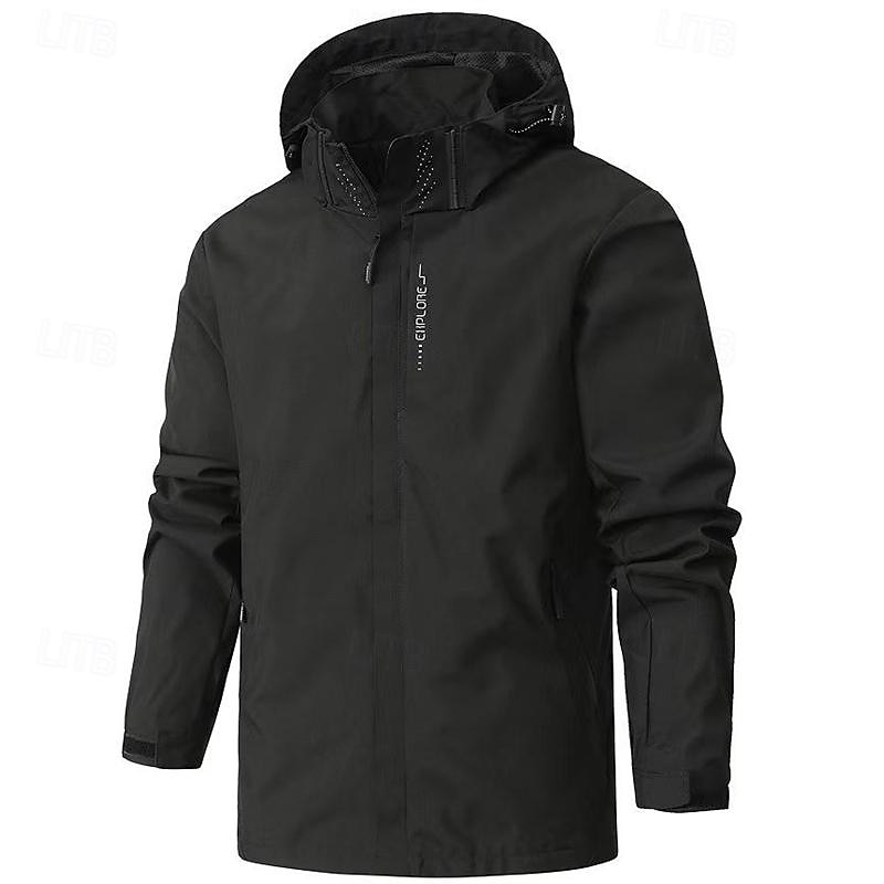 Men's Softshell Jacket Hiking Jacket Outdoor Windproof Water Resistant Hoodie Windbreaker Jacket Camping / Hiking / Caving Traveling Black White Dark Blue Grey4