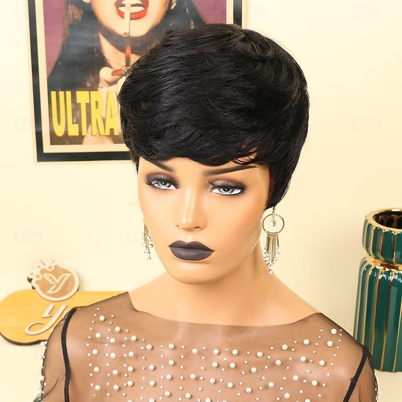 Pixie Cut Wig Human Hair Short Glueless Wigs For Women Short Wig With Bangs Natural Wig Machine Made Wig4