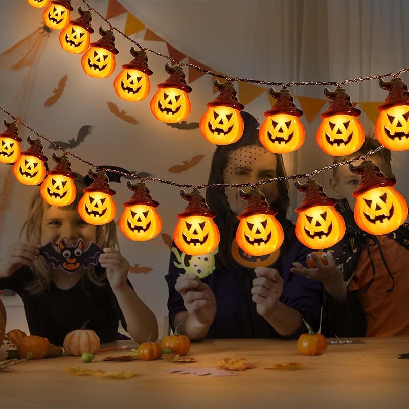 Solar Halloween Pumpkin String Lights Light Up Pumpkin Jack O Lantern 5m 20LEDs 7m 30LEDs 8 Modes Household Waterproof for Halloween Garden Yard Lawn Balcony Decoration3