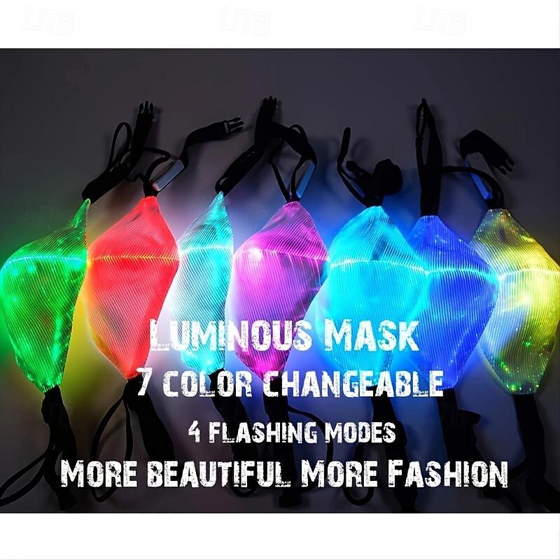 7 Color Lights Face Mask LED Light Up Carnival Rechargeable Glow Luminous Dust Mask for Party Dance Rave4