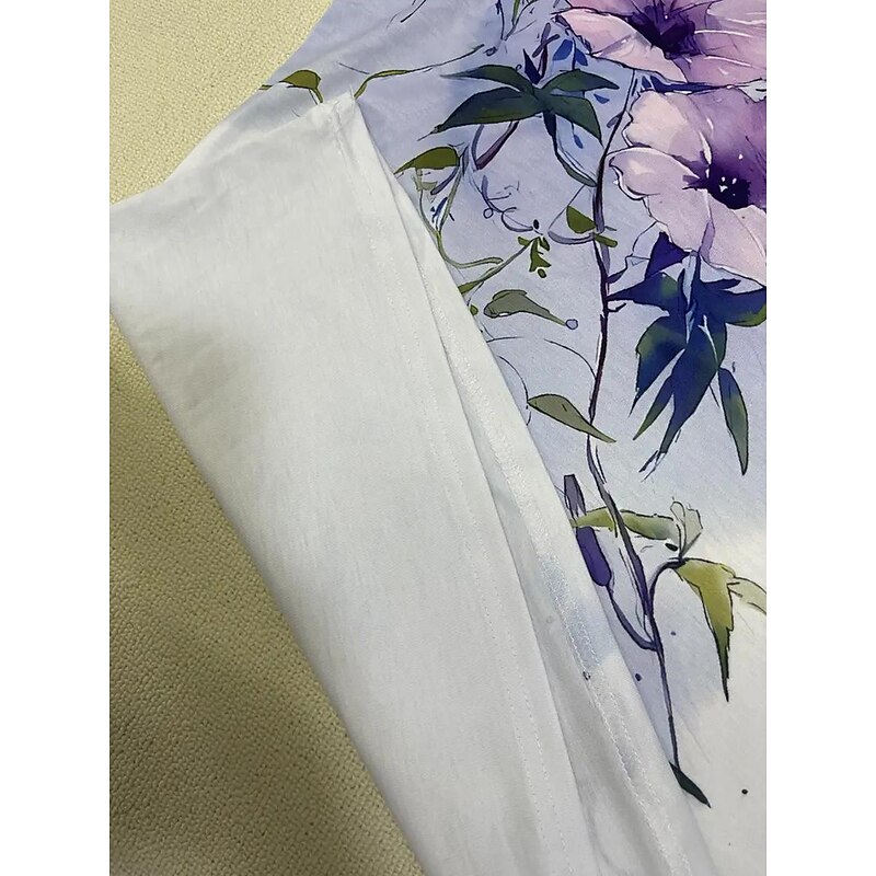Women's T Shirt Casual Floral Print Short Sleeve Regular Tops V Neck Daily White Summer3