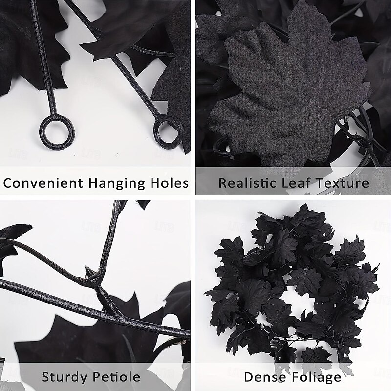1Pack Halloween Maple Leaf Garland - 5.7 FT Halloween and Fall Decor, Artificial Hanging Vine Leaf for Autumn Home Decoration3