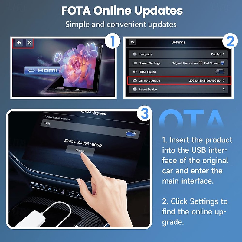 CarlinKit Adapter Stick Wired CarPlay Multimedia Adapter Work with Wired Carplay CarPlay to HDMI Adapter HD2CP-OVA-WH3