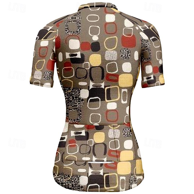 Women's Cycling Jersey Flower Short Sleeve Bike Tee Tshirt Top with 3 Rear Pockets Mountain Bike MTB Road Bike Cycling Quick Dry Front Zipper Wicking Sports Khaki Coffee Clothing Apparel4