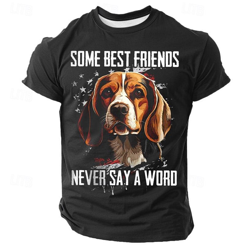 Men's Dog T Shirt Short Sleeve T shirt 3D Print Crew Neck Shirt Retro Vintage Casual Street Style Sports Outdoor Holiday Going out Black 1 Black 3 Black 2 Spring & Summer Clothing Apparel S M L XL2