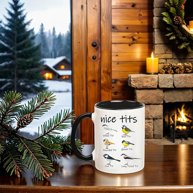Nice Tits Bird Mug - Funny Birdwatcher Coffee Cup: Fowl Language Bird Coffee Mug, Birthday Gift for Women, Men, and Bird Lovers - 11 Ounce Capacity3