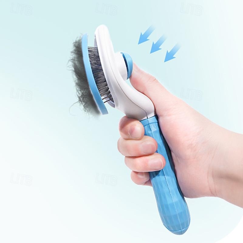 Cat Brush with Release Button Cat Brushes for Indoor Cats Shedding Cat Brush for Long or Short Haired Cats Cat Grooming Brush Cat Comb for Kitten Rabbit Massage Removes Loose Fur2