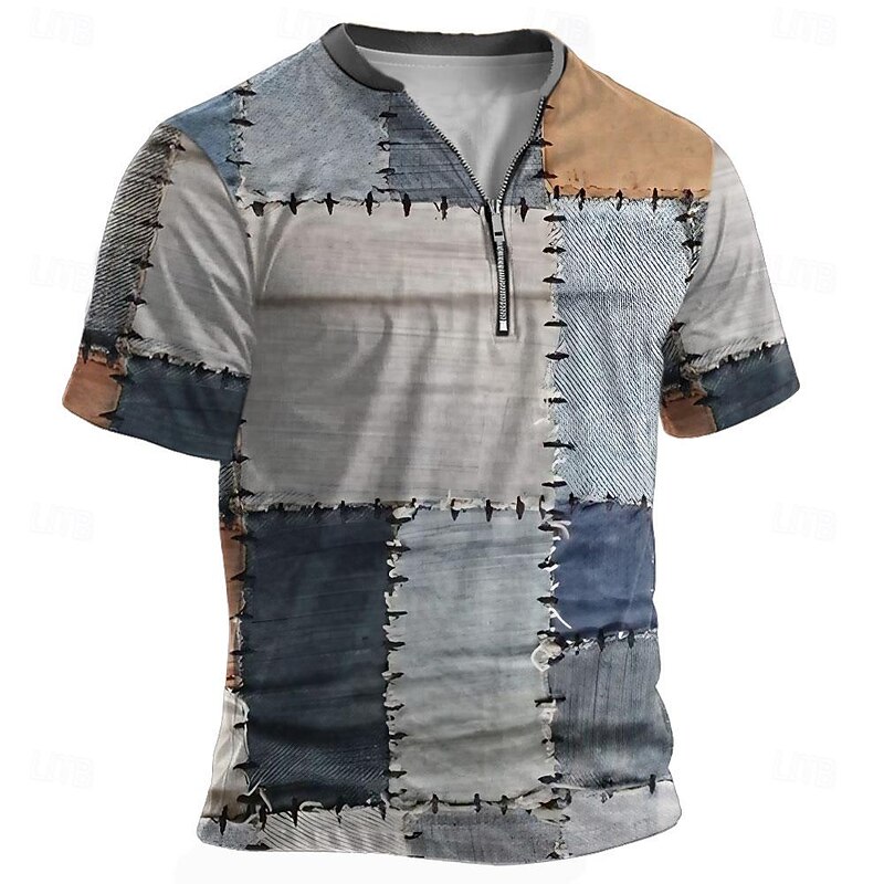 Men's T shirt Plaid Clothing Apparel 3D Print Street Daily Short Sleeve Polyester Vintage Cool