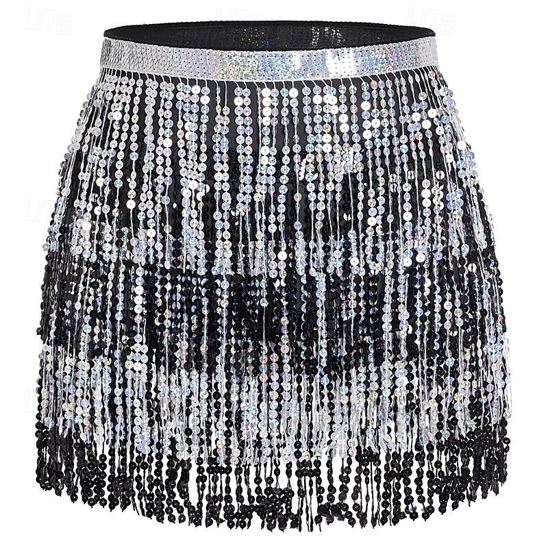 Belly Dance Hip Scarf Sequin Tassel Skirt Wrap Sparkly Costume for Women - Main Image