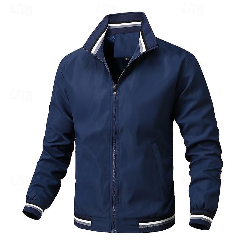 Men's Lightweight Jacket Bomber Jacket Daily Vacation Pocket Spring &  Fall Plain Fashion Classic Lapel Regular Black White Yellow Light Green Dark Blue Jacket4