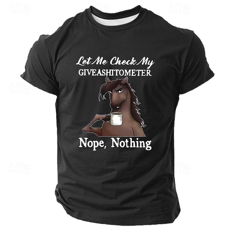 Men's Horse Funny T Shirt Short Sleeve T shirt 3D Print Crew Neck Shirt Retro Vintage Casual Street Casual Bar Black Blue Gray Spring & Summer Clothing Apparel S M L XL 2XL 3XL