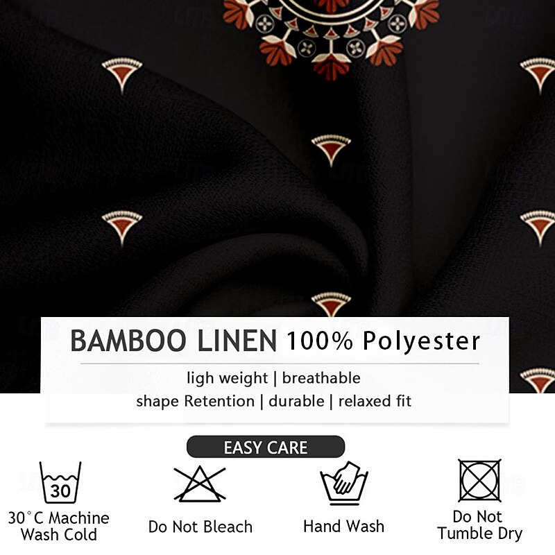 Men's Ethnic Shirt Button Up Shirt Henley Shirt Long Sleeve Vintage Casual Tribal Vacation Daily Beach Summer Winter Spring &  Fall Stand Collar Button Up 3D Print Light Blue Black4