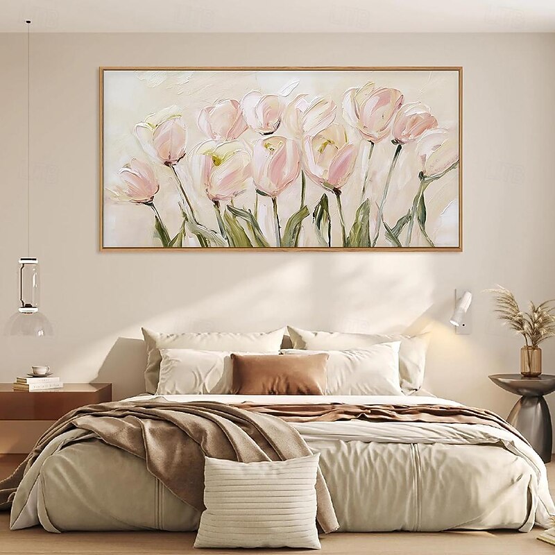 Handmade Oil Painting Canvas Wall Art Decoration Modern Abstract Pink Lily Flower for Living Room Home Decor Rolled Frameless Unstretched Painting2