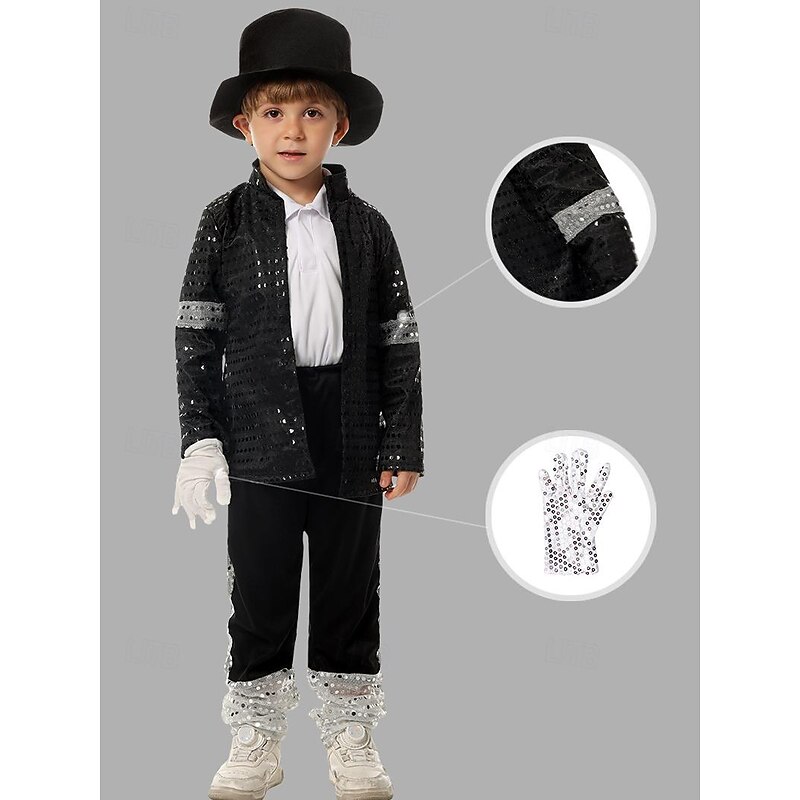 Pop King Cosplay Costume Kid's Boys Disco 1980s Performance Party Stage Halloween Carnival Masquerade Easy Halloween Costumes3