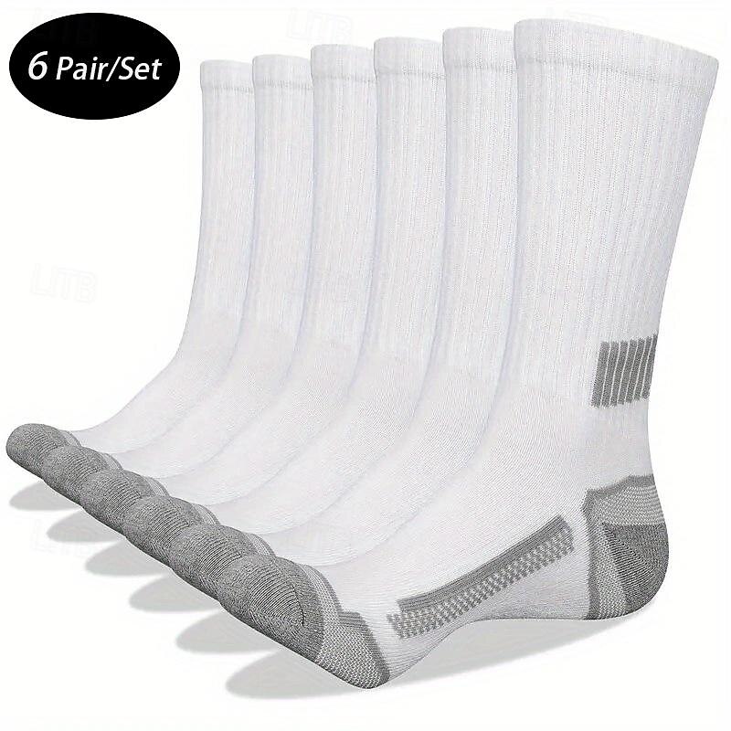 Men's 6 Pairs Multi Packs Socks Running Socks Casual Socks Black+White+Gray Black Color Color Block Plain Sports & Outdoor Daily Vacation Basic Medium Spring Fall Fashion Casual