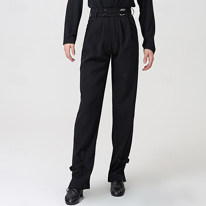 Latin Dance Pants Pure Color Men's Performance Daily Wear High Spandex